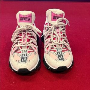 Versace Trigreca Pink and Black Athletic Shoes Worn Once